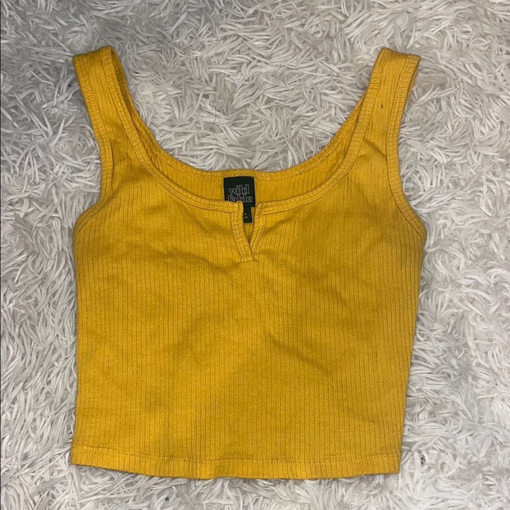 Yellow Ribbed Crop Top